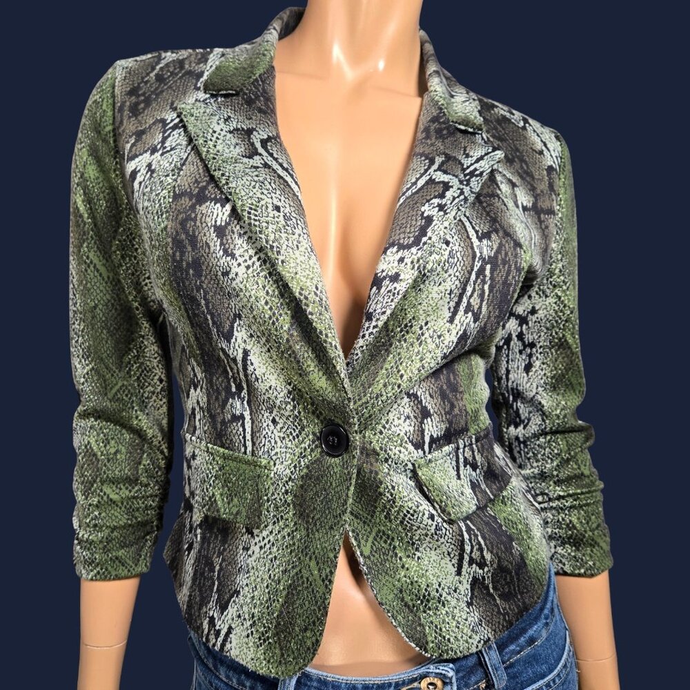Y2K Green Snake Print Blazer Size S Emo Indie Sleaze Grunge Office Siren